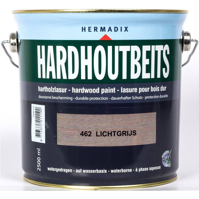 Foto van Hermadix - hardhoutbeits 462 licht grijs 2500 ml