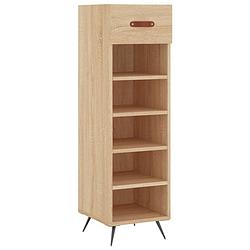 Foto van The living store schoenenkast 30x35x105 cm bewerkt hout sonoma eikenkleurig - kast