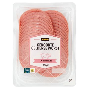 Foto van 2 voor € 4,50 | jumbo gekookte gelderse worst 175g aanbieding bij jumbo