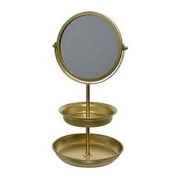 Foto van Sieraden/make-up spiegel met etagere goud 16 x 32,5 cm - etageres
