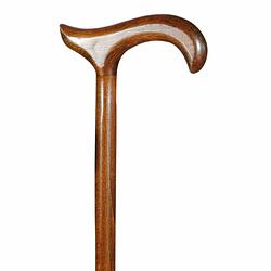 Foto van Classic canes houten wandelstok - beukenhout - bruin - derby handvat - voor heren en dames - lengte 89 cm