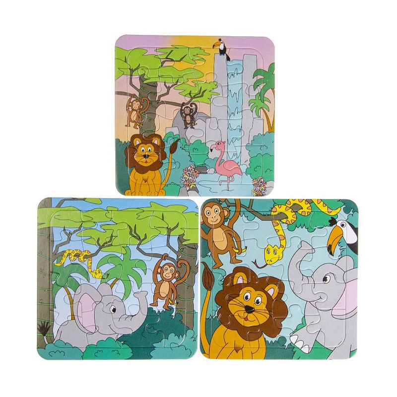 Foto van Decopatent® uitdeelcadeaus 50 stuks jungle dieren puzzels - traktatie