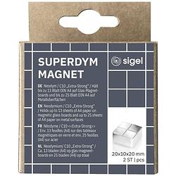 Foto van Sigel neodymium magneet ba704 (b x h x d) 20 x 10 x 20 mm dobbelsteen zilver 2 stuk(s) ba704