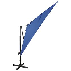 Foto van The living store parasol - led-verlichting - uv-bescherming - 300x300x258 cm - azuurblauw