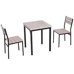 Foto van Compacte eettafel set met 2 stoelen - eetkamertafel met eetkamerstoelen - balkonset - zitgroep - 2 personen - hout -...