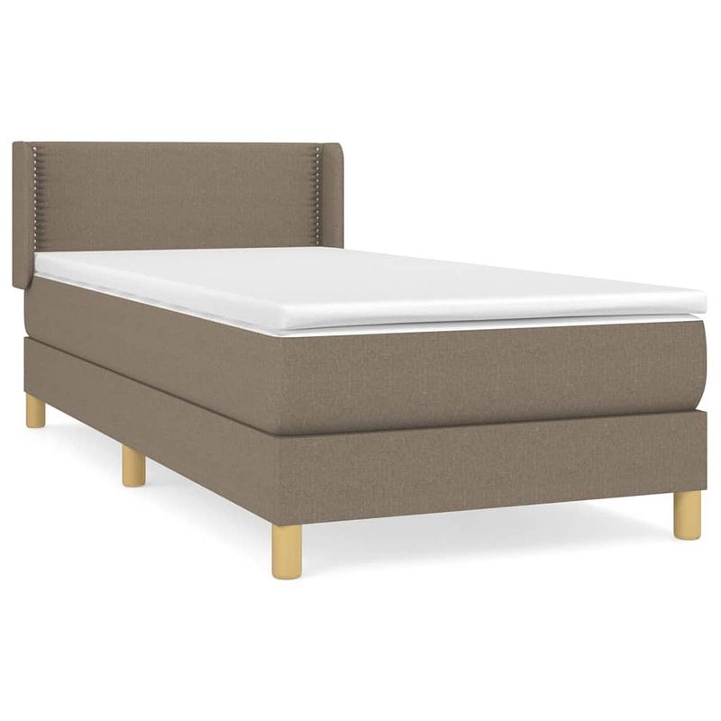 Foto van Vidaxl boxspring met matras stof taupe 90x200 cm