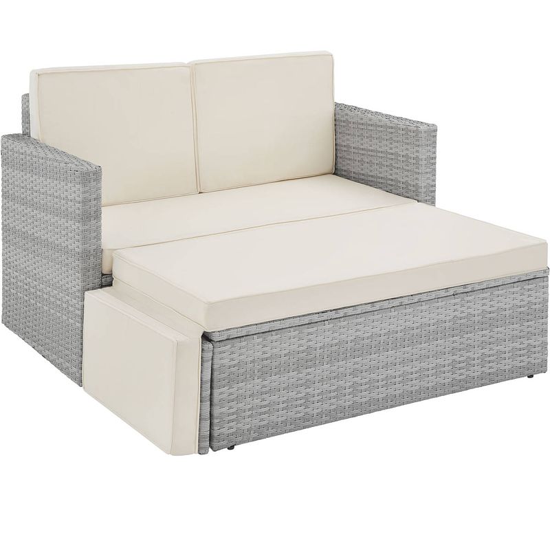 Foto van Tectake - loungesofa - wicker tuinstoel - corfu - kleur lichtgrijs - 403687