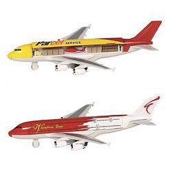 Foto van Speelgoed vliegtuigen setje van 2 stuks geel en rood 19 cm - speelgoed vliegtuigen