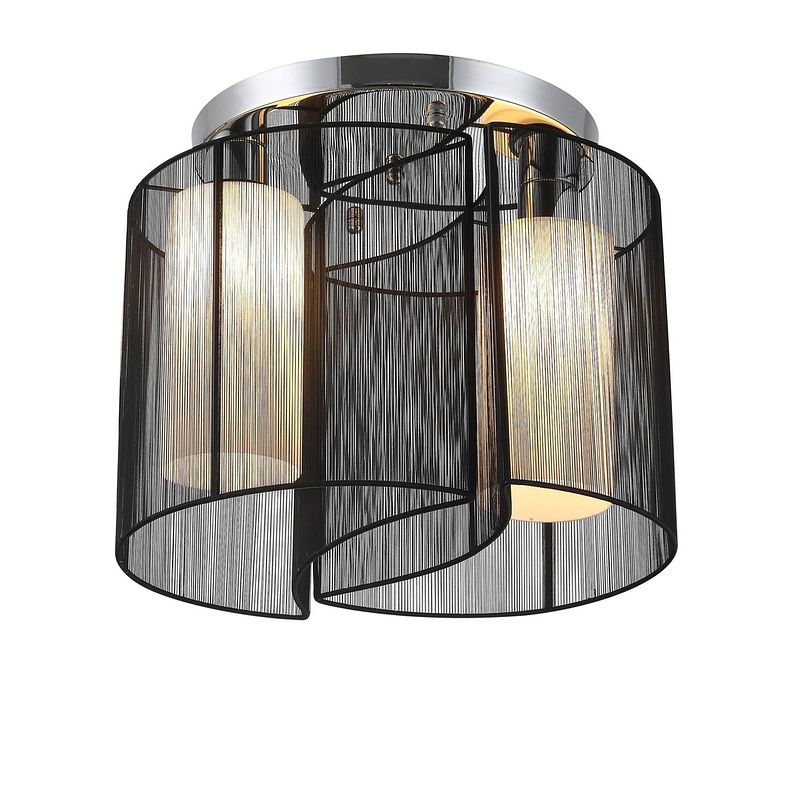 Foto van Plafondlamp - 2 x e27 fitting - zwart - ø47,5 x 33h cm