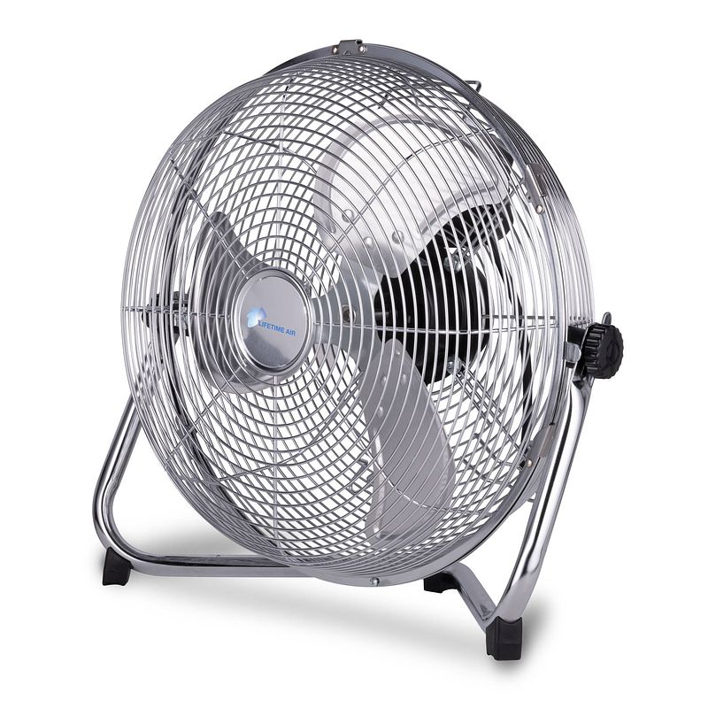 Foto van Lifetime air ventilator 30cm - vloer - 3 snelheden - kantelbaar - weinig geluid - chroom