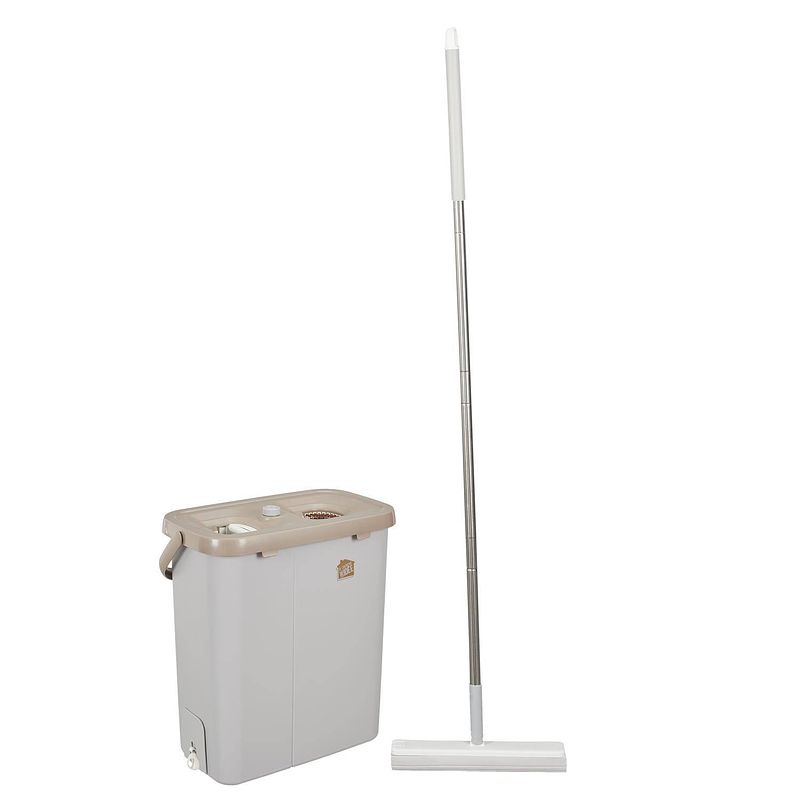 Foto van 4goodz round mop dweilsysteem 151 cm met emmer 7,5 ltr - grijs