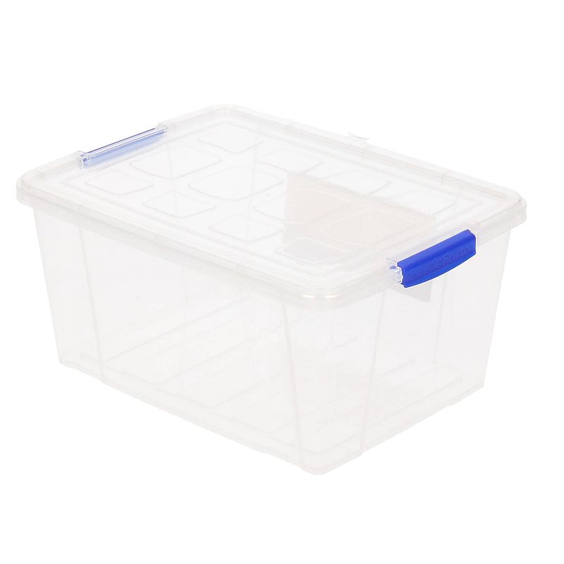 Foto van 1x opbergbakken/organizers met deksel 16 liter 40 cm transparant - opbergbox