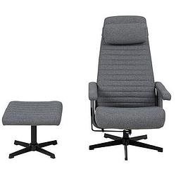 Foto van Relaxfauteuil laugar (incl. voetenbank) - stof - donkergrijs - leen bakker