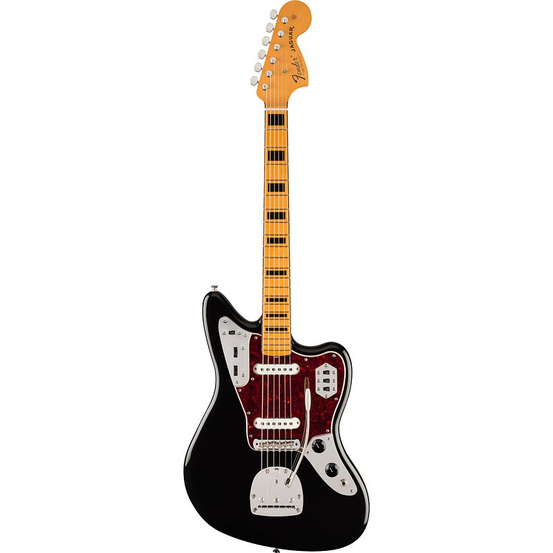 Foto van Fender vintera ii 70s jaguar mn black elektrische gitaar met deluxe gigbag