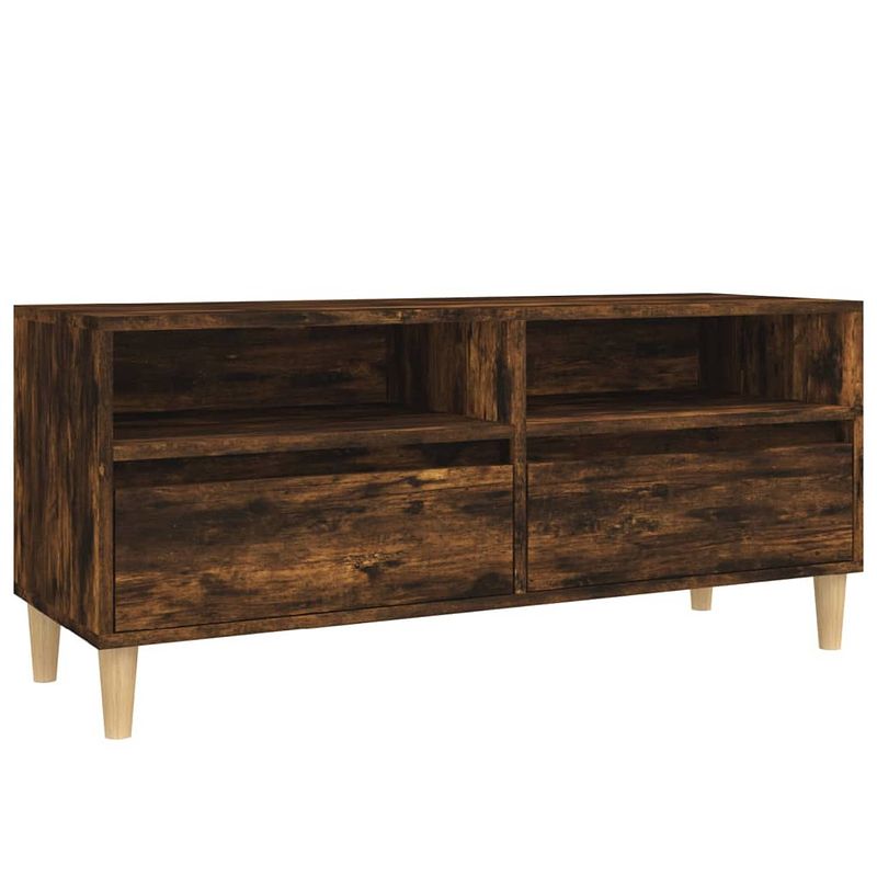 Foto van The living store tv-kast - klassiek - 100 x 34.5 x 44.5 cm - gerookt eiken