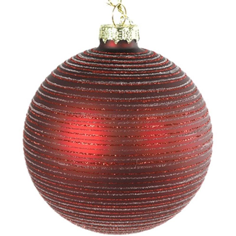 Foto van Tom kerstbal jolee 8 cm glas rood/zilver/goud