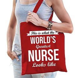 Foto van Bellatio decorations cadeau tas voor verpleegkundige - katoen - 42 x 38 cm - feest boodschappentassen