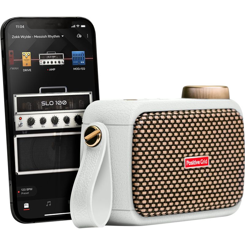 Foto van Positive grid spark go pearl smart guitar & bass amp | bluetooth speaker