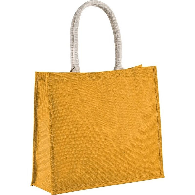 Foto van Jute gele boodschappen/strandtas 42 x 36 cm - strandtassen