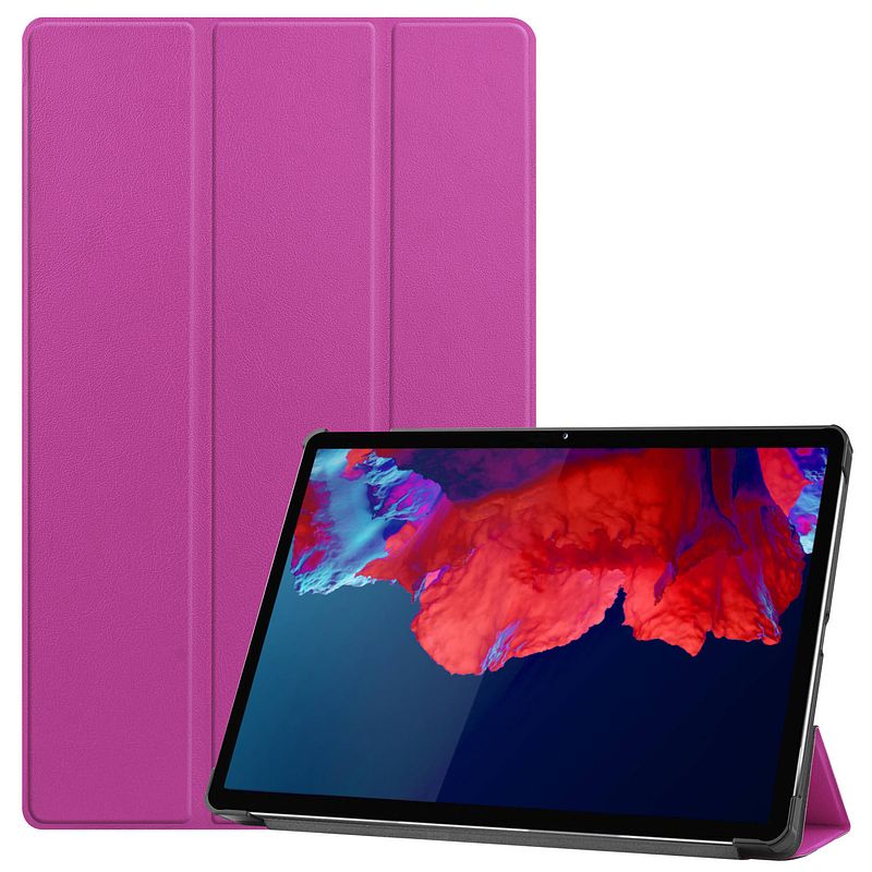 Foto van Basey lenovo tab p11 plus hoes case - lenovo tab p11 plus hoesje paars - lenovo tab p11 plus book case cover