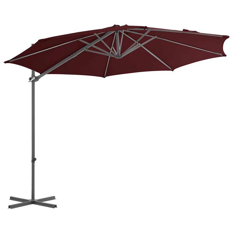 Foto van The living store hangende parasol - bordeauxrood - 300 x 255 cm - kantelbaar en 360 graden draaibaar - inclusief 8