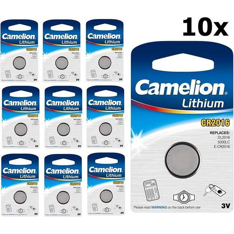 Foto van 10 stuks - camelion cr2016 professional electronics 3v 90mah lithium knoopcel