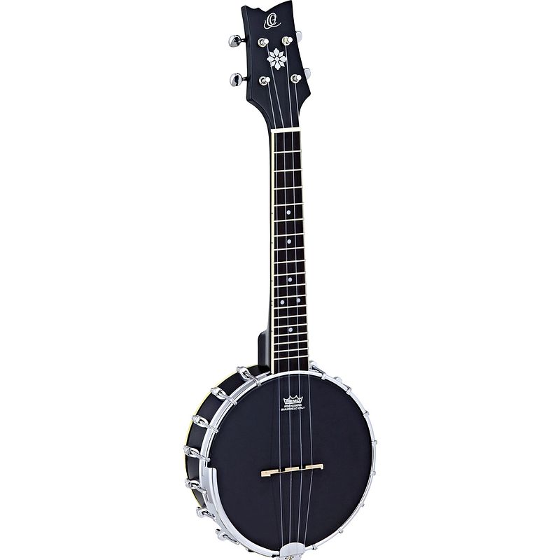 Foto van Ortega raven series oubj100-sbk ukelele banjo met tas