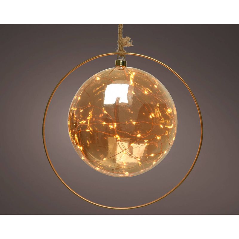 Foto van Lumineo - microled bal bo d20h20 cm amber/warm kerstverlichting