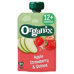 Foto van Organix knijpfruit appel, aardbei & quinoa 12mnd bij jumbo