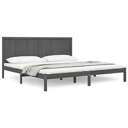 Foto van The living store bedframe - massief grenenhout - 205.5 x 205.5 x 31 cm - grijs - matras niet inbegrepen