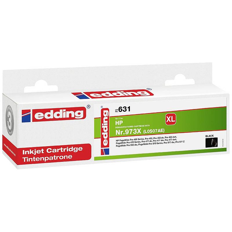 Foto van Edding cartridge vervangt hp 973x (l0s07ae) compatibel zwart edd-631 18-631