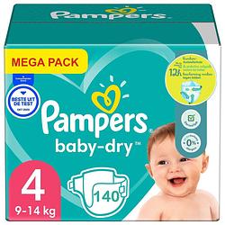 Foto van Pampers - baby dry - maat 4 - mega pack - 140 luiers - 9/14 kg