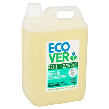 Foto van Ecover - vloeibaar wasmiddel universeel 5l - kamperfoelie & jasmijn - voordeelverpakking 100 wasbeurten