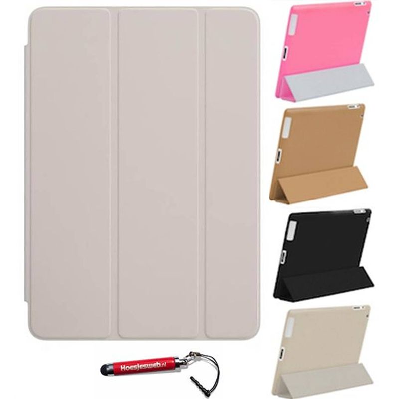 Foto van Ipad air 1 smart cover beige/ vouw hoesjes apple ipad air 1 / vouw hoesje ipad air 1 - ipad hoes, tablethoes