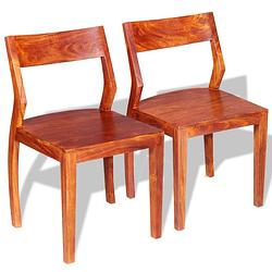 Foto van The living store retrostijl houten eetkamerstoelen - set van 2 - bruin - 45x45x80 cm - massief acaciahout