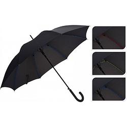Foto van Free and easy paraplu automatisch gekleurde ribben 84 cm zwart