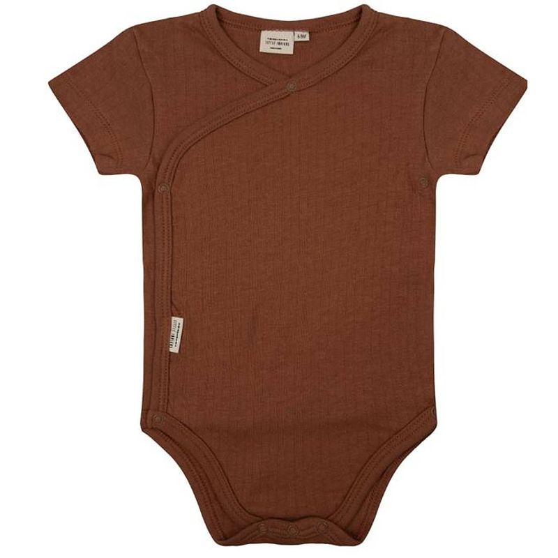 Foto van Little indians onesie short amber brown junior katoen bruin mt 74