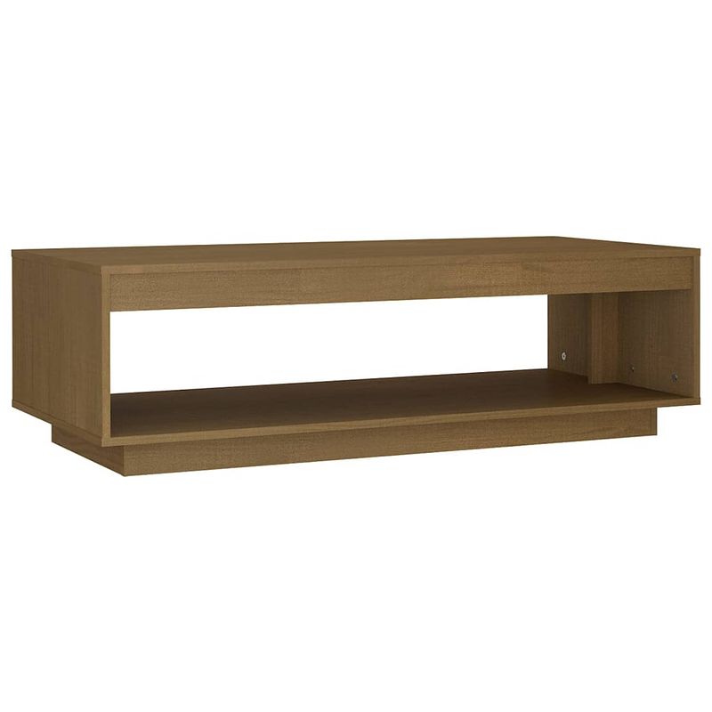 Foto van The living store houten banktafel - salontafel - 110 x 50 x 33.5 cm - massief grenenhout