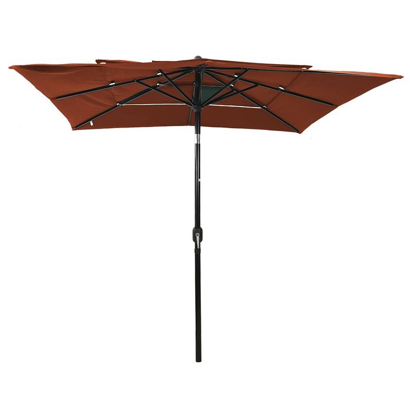 Foto van The living store 3-laagse parasol terracotta - 250 x 250 x 260 cm - uv-beschermend polyester