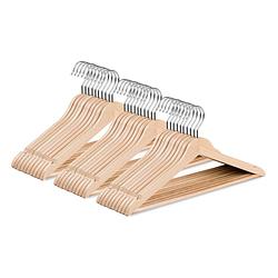 Foto van Wicotex-kledinghanger hout-kleerhanger, 30 stuks, met rok inkepingen en broekspijpen, draaibare haak, beige