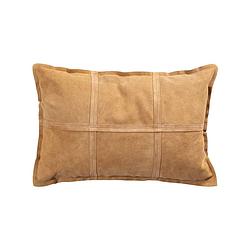 Foto van Ptmd cobie camel suede leather cushion rectangle