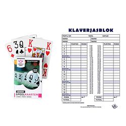 Foto van Scoreblok klaverjassen spel 50 vellen met 2 pakjes speelkaarten - kaartspel