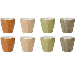 Foto van Excellent houseware koffie/espresso kleine kopjes - set van 12x stuks - porselein - earth colours - 90 ml - koffie- en t