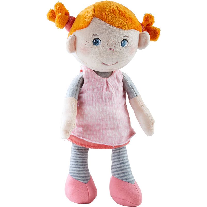 Foto van Haba knuffelpop juna junior 29 cm katoen/polyester roze/oranje