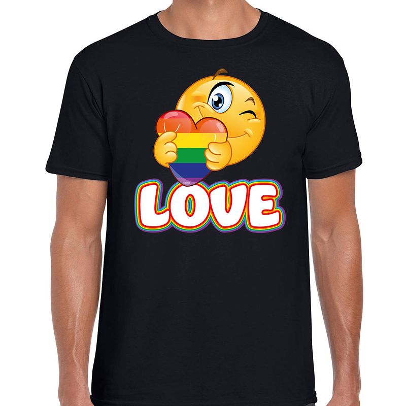 Foto van Bellatio decorations gay pride shirt - love - regenboog - heren - zwart l - feestshirts