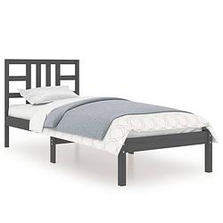 Foto van The living store bedframe - massief grenenhout - 195.5 x 95.5 x 31 cm - zwart