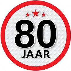 Foto van 10x 80 jaar leeftijd stickers rond 15 cm verjaardag versiering - feeststickers