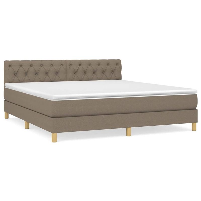 Foto van The living store boxspring met matras stof taupe 160x200 cm - bed