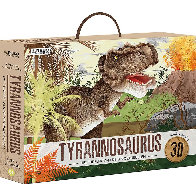 Foto van Rebo productions boek + model tyrannosaurus junior 2-delig