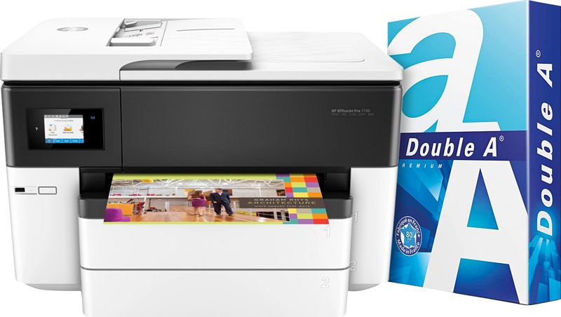 Foto van Hp officejet 7740 + 500 vellen a4 papier